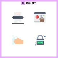 4 Universal Flat Icons Set for Web and Mobile Applications cooking se meal business hand Editable Vector Design Elements