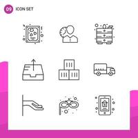 Outline Icon set Pack of 9 Line Icons isolated on White Background for responsive Website Design Print and Mobile Applications vector