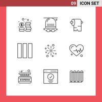 Set of 9 Vector Outlines on Grid for crackers boom cleaning bang layout Editable Vector Design Elements