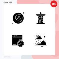 Set of 4 Vector Solid Glyphs on Grid for education compass jesus landmark countryside Editable Vector Design Elements