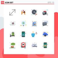 Flat Color Pack of 16 Universal Symbols of science future heart advanced camping Editable Pack of Creative Vector Design Elements