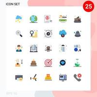 Pack of 25 Modern Flat Colors Signs and Symbols for Web Print Media such as tapeline measuring web level development Editable Vector Design Elements