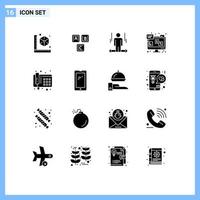 Universal Icon Symbols Group of 16 Modern Solid Glyphs of monitor communication knowledge chat left Editable Vector Design Elements