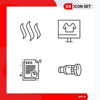 Creative Set of 4 Universal Outline Icons isolated on White Background vector