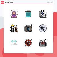 Set of 9 Modern UI Icons Symbols Signs for water park slider dustbin clipboard file Editable Vector Design Elements