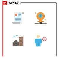 Pictogram Set of 4 Simple Flat Icons of data wall office light firewall Editable Vector Design Elements