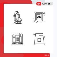 4 Line concept for Websites Mobile and Apps testing checkout lab billboard shopping Editable Vector Design Elements