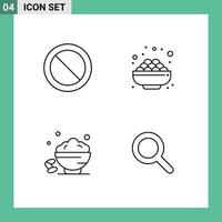 Pack of 4 creative Filledline Flat Colors of ban sweet bowl sweet open Editable Vector Design Elements