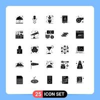 User Interface Pack of 25 Basic Solid Glyphs of kitchen whistle smart sport book Editable Vector Design Elements