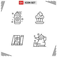 4 Icons Line Style Grid Based Creative Outline Symbols for Website Design Simple Line Icon Signs Isolated on White Background 4 Icon Set vector