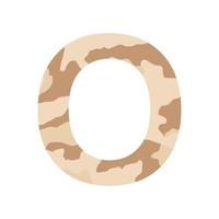 English alphabet letter O, khaki style isolated on white background - Vector