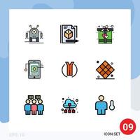 conjunto de 9 iconos de interfaz de usuario modernos signos de símbolos para elementos de diseño de vector editables móviles de hardware de caja de red de viaje