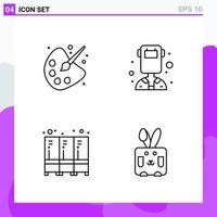 Set of 4 icons in Line style Creative Outline Symbols for Website Design and Mobile Apps Simple Line Icon Sign Isolated on White Background 4 Icons vector