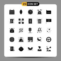 Pack of 25 Modern Solid Glyphs Signs and Symbols for Web Print Media such as balance chat time bubble chair Editable Vector Design Elements