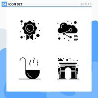 Modern 4 solid style icons Glyph Symbols for general use Creative Solid Icon Sign Isolated on White Background 4 Icons Pack vector