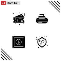 Pack of 4 creative Solid Glyphs of cake download food equipment feminism Editable Vector Design Elements