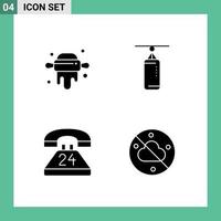 conjunto moderno de 4 glifos y símbolos sólidos, como bolsa de comunicación de cocina, conversación de perforación, elementos de diseño vectorial editables vector