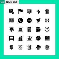 Group of 25 Solid Glyphs Signs and Symbols for digital cloth computer art man Editable Vector Design Elements