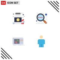 Group of 4 Modern Flat Icons Set for diet control pills global equalization Editable Vector Design Elements