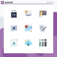 Set of 9 Modern UI Icons Symbols Signs for phone payment room money hardware Editable Vector Design Elements