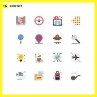 16 User Interface Flat Color Pack of modern Signs and Symbols of building search hunter dotted arrow Editable Pack of Creative Vector Design Elements