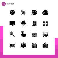 Pictogram Set of 16 Simple Solid Glyphs of craft money affection finance tomato Editable Vector Design Elements