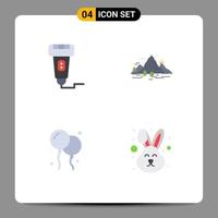 conjunto de 4 paquetes de iconos planos comerciales para elementos de diseño de vector editables de colina de precio de escena sin efectivo