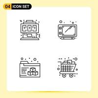 Modern Set of 4 Filledline Flat Colors and symbols such as game folder joystick sketch black friday Editable Vector Design Elements