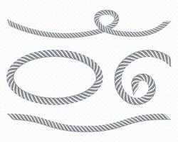 Silver ropes, frame of twisted twines vector