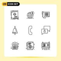 9 Creative Icons Modern Signs and Symbols of answer education globe bell number Editable Vector Design Elements