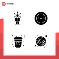 Pack of 4 Universal Glyph Icons for Print Media on White Background vector