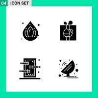 Pack of 4 Solid Style Icon Set Glyph Symbols for print Creative Signs Isolated on White Background 4 Icon Set vector