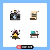 Set of 4 Modern UI Icons Symbols Signs for camera xmas news greece business Editable Vector Design Elements