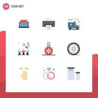 Group of 9 Modern Flat Colors Set for job team printer search medical Editable Vector Design Elements