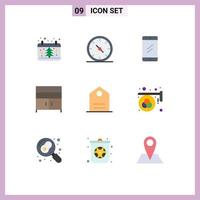 9 User Interface Flat Color Pack of modern Signs and Symbols of basic furniture office cupboard study Editable Vector Design Elements