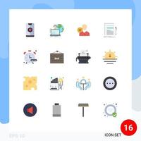 16 Universal Flat Color Signs Symbols of business profile human personal gear Editable Pack of Creative Vector Design Elements