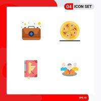 Stock Vector Icon Pack of 4 Line Signs and Symbols for aid declaration kit book group Editable Vector Design Elements