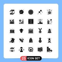 conjunto de pictogramas de 25 glifos sólidos simples de celebración año nuevo decoración de internet avatar elementos de diseño vectorial editables vector