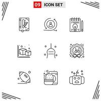 9 Icons Line Style Grid Based Creative Outline Symbols for Website Design Simple Line Icon Signs Isolated on White Background 9 Icon Set vector