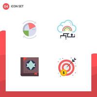 Universal Icon Symbols Group of 4 Modern Flat Icons of data data network cloud esoteric Editable Vector Design Elements