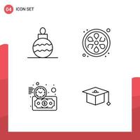 4 Universal Line Signs Symbols of new year time lemon budget estimate education Editable Vector Design Elements