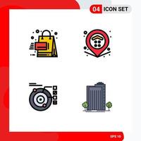 Set of 4 Modern UI Icons Symbols Signs for sales model shopping property planetary Editable Vector Design Elements