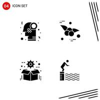 Collection of 4 Vector Icons in solid style Pixle Perfect Glyph Symbols for Web and Mobile Solid Icon Signs on White Background 4 Icons