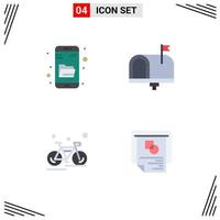 Pictogram Set of 4 Simple Flat Icons of drive search bicycle search contact us cycling Editable Vector Design Elements