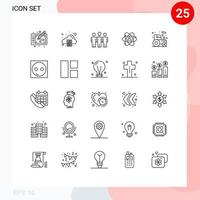paquete de 25 líneas modernas, signos y símbolos para medios impresos en la web, como elementos de diseño de vectores editables de motivación de crecimiento de impuestos humanos personales