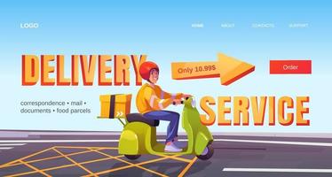 Delivery service banner with man on scooter vector