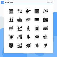 Pictogram Set of 25 Simple Solid Glyphs of marketing card transfer atm human Editable Vector Design Elements