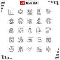 25 Icons Line Style Grid Based Creative Outline Symbols for Website Design Simple Line Icon Signs Isolated on White Background 25 Icon Set vector