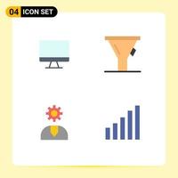 Set of 4 Vector Flat Icons on Grid for computer help hardware tool support Editable Vector Design Elements