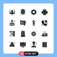 Stock Vector Icon Pack of 16 Line Signs and Symbols for crime man interface hacker print Editable Vector Design Elements